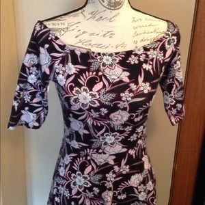 Charlotte Russe Dress Floral Stretchy M Black Pink